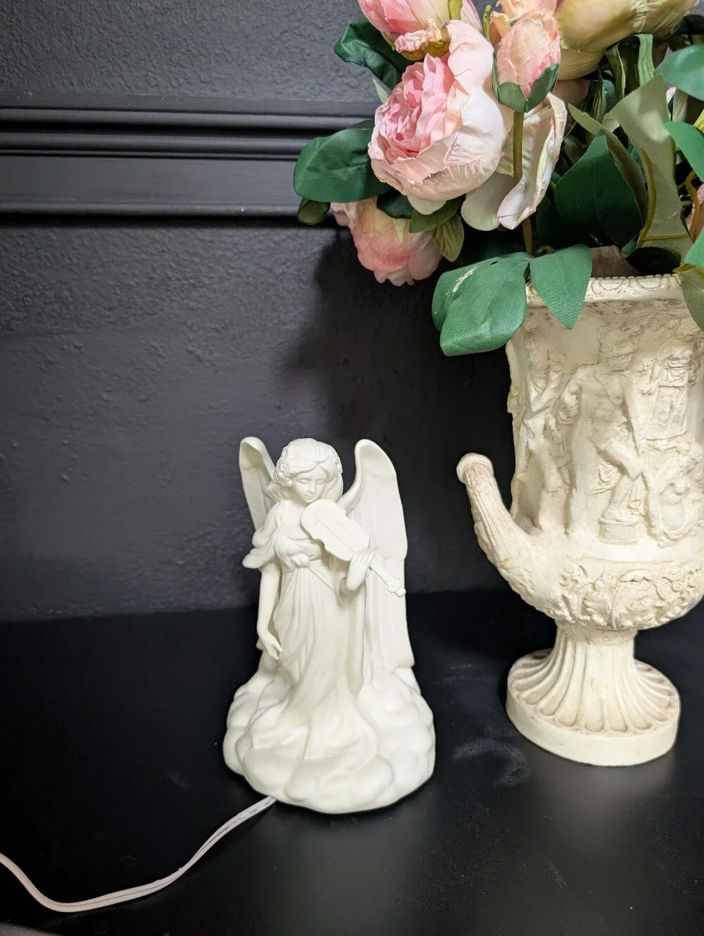 Vintage Porcelain Angel Playing Instrument Night Light table decor 9